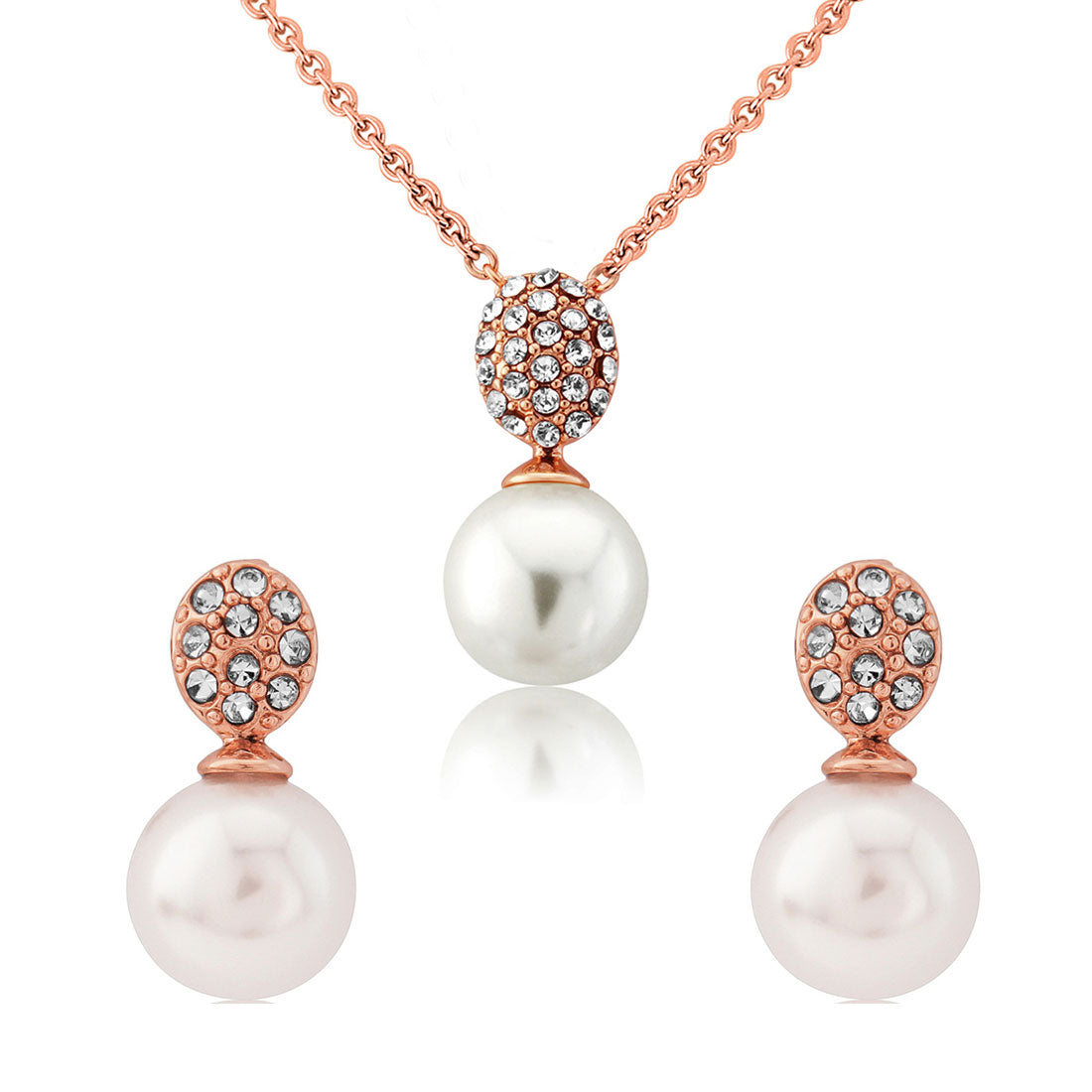 Elegance of Rose Gold Pearl Bridal Jewellery Set