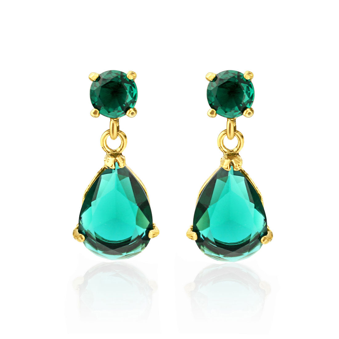 Emerald Enigma Green & Gold Drop Fashion Earrings