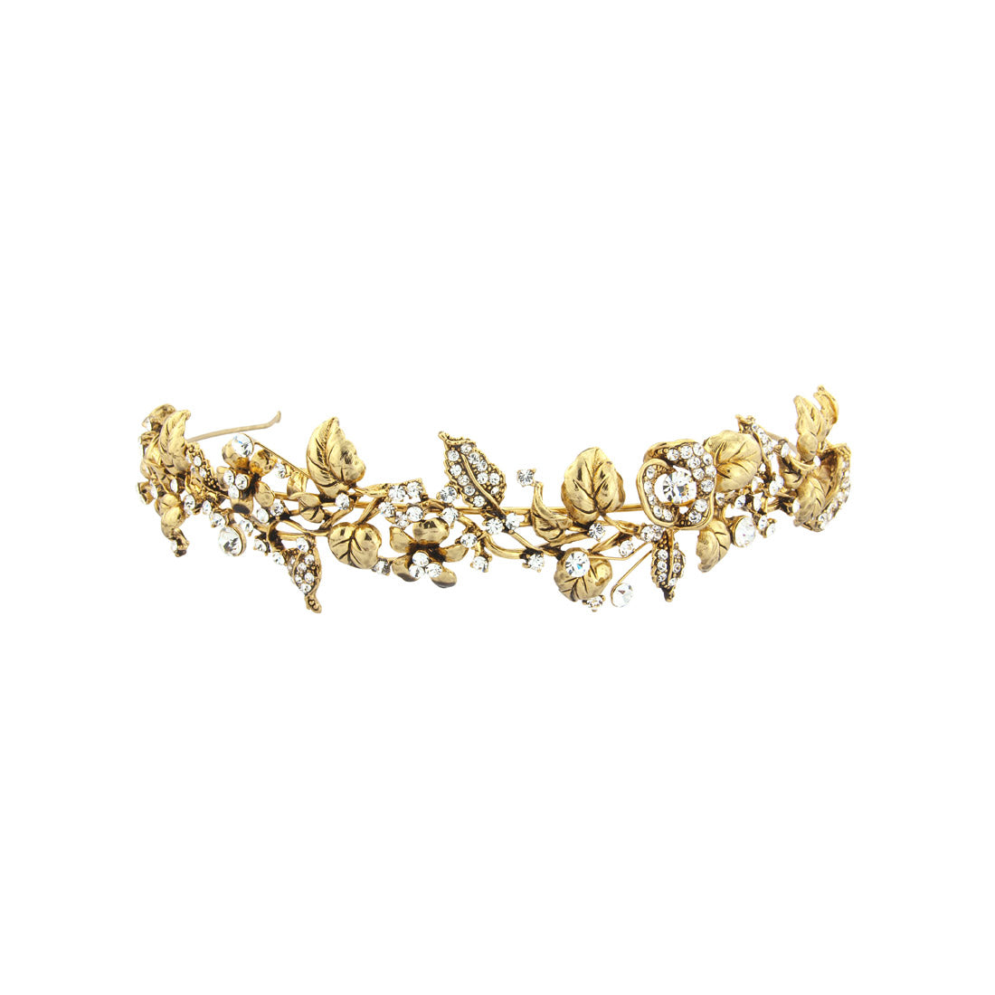 Enchanting Dream Gold Garland Leaf Crystal Wedding Tiara