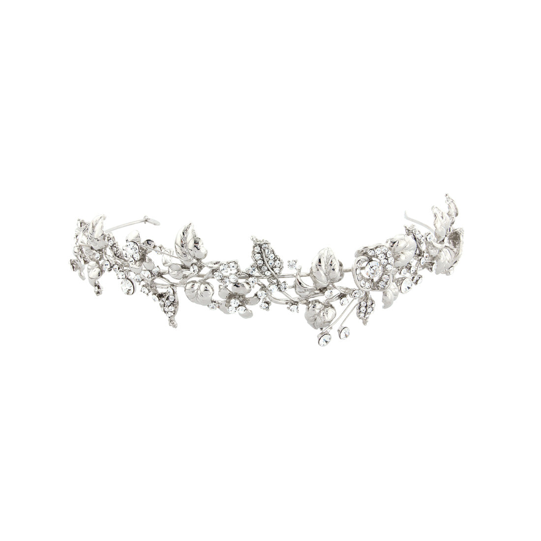 Enchanting Garland Silver Leaf Crystal Wedding Tiara