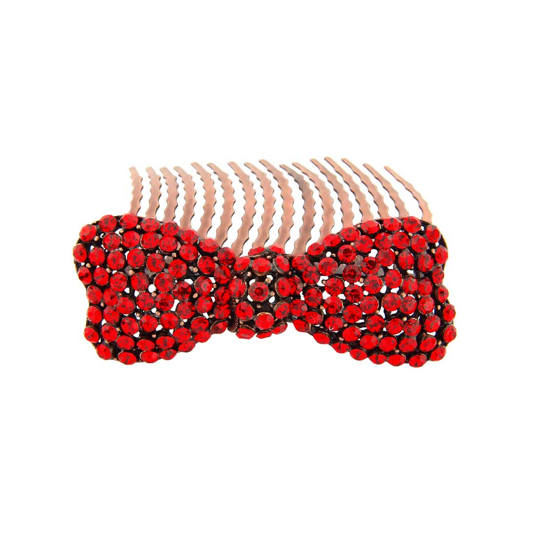 Fifties Siren Red Crystal Bow Hair Comb