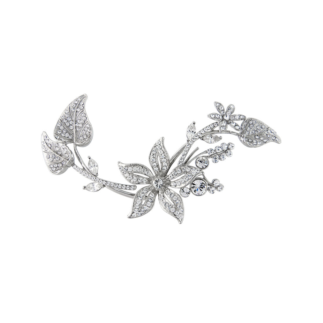 Floral Posy Silver Leaf Wedding Headpiece