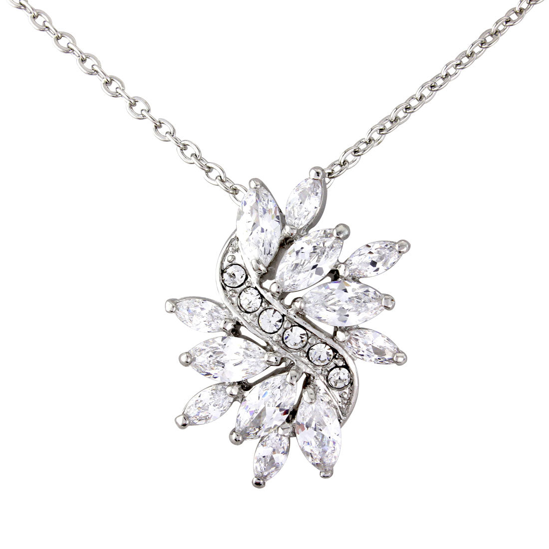 Forties Sparkle Cubic Zirconia Burst Pendant Necklace