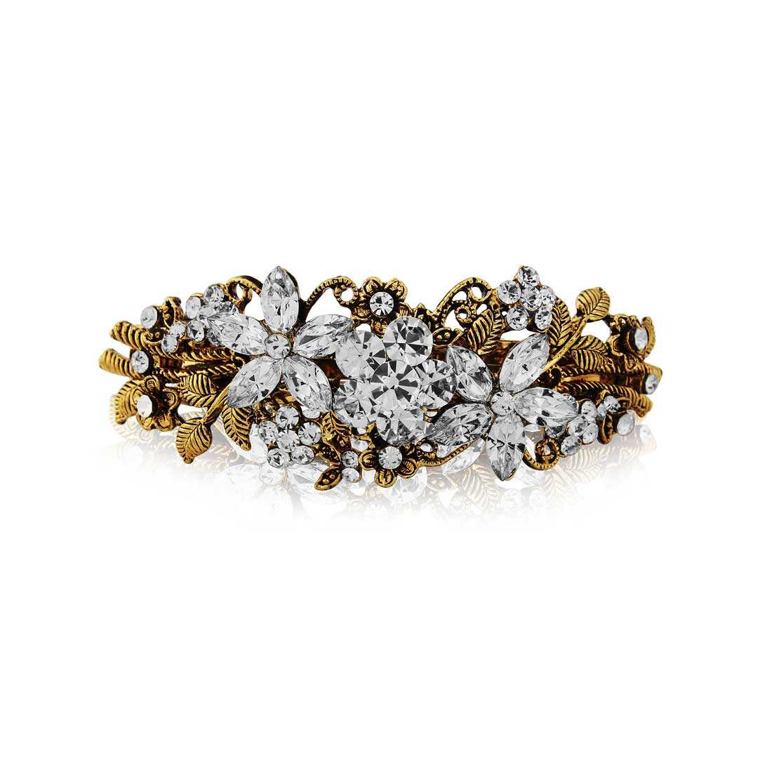 Golden Bouquet Crystal Floral Decorative Hair Clip for Weddings & Special Occasions