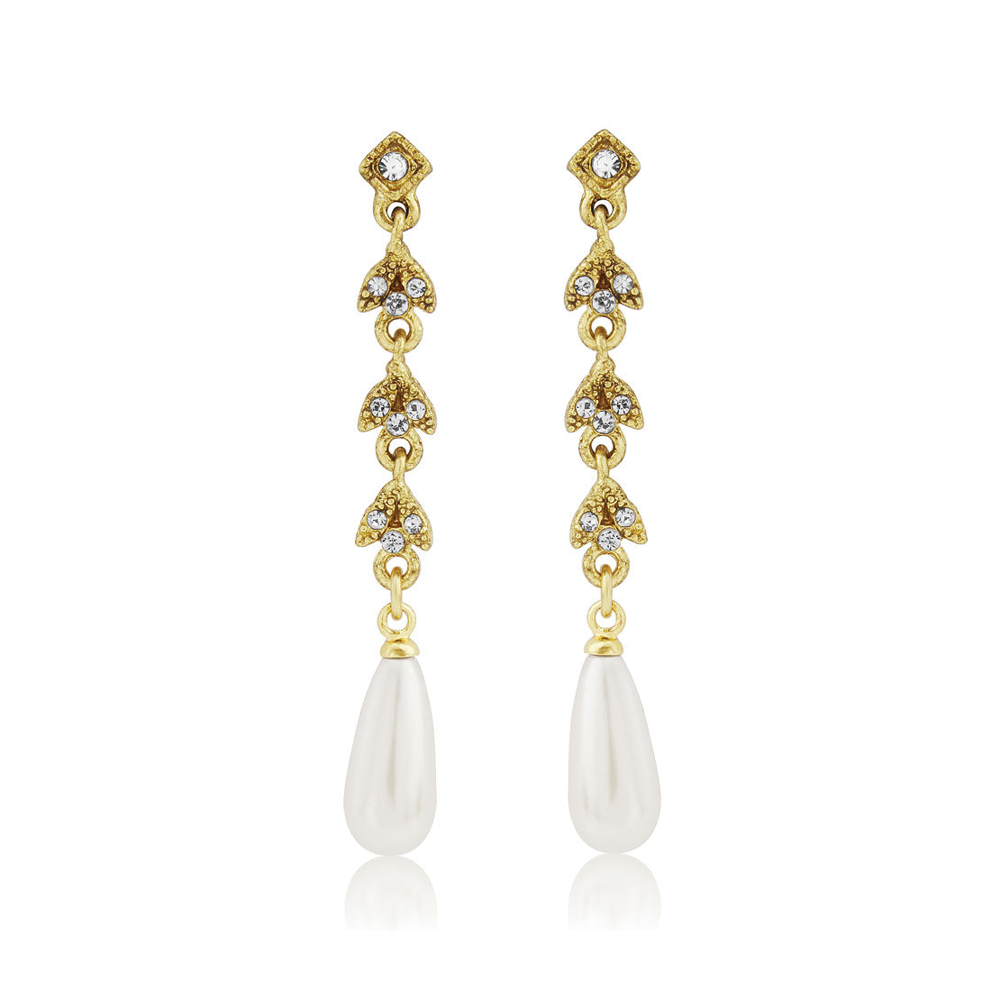 Golden Dream Wedding Long Pearl Drop Earrings