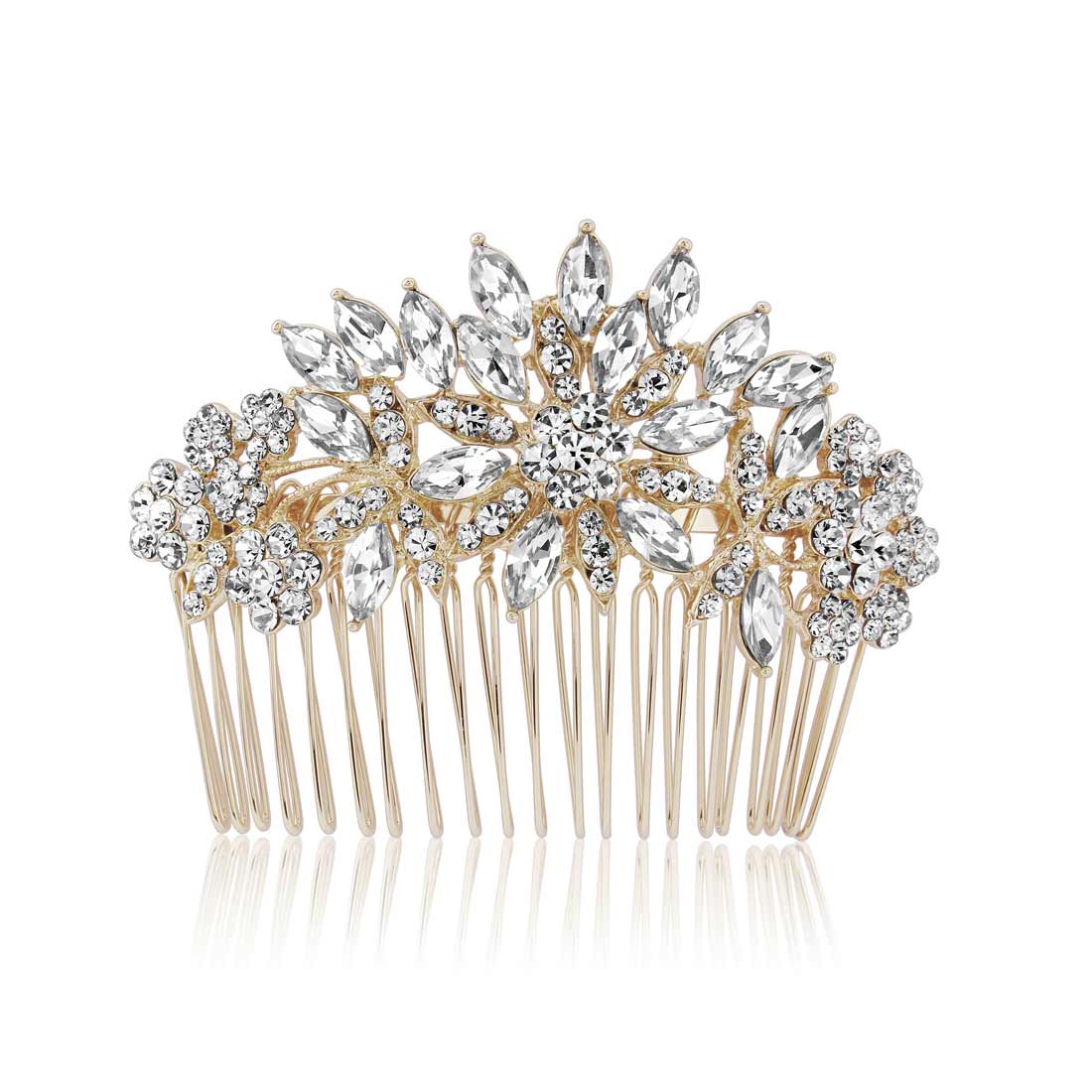 Golden Treasure Gold Crystal Bridal Hair Comb