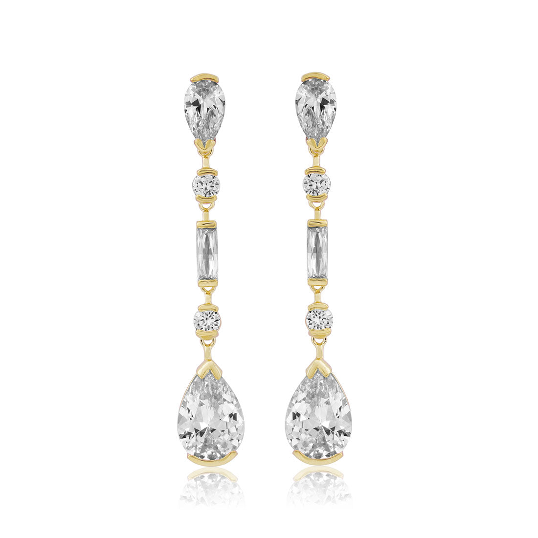 Grace of Gold Cubic Zirconia Long Drop Earrings