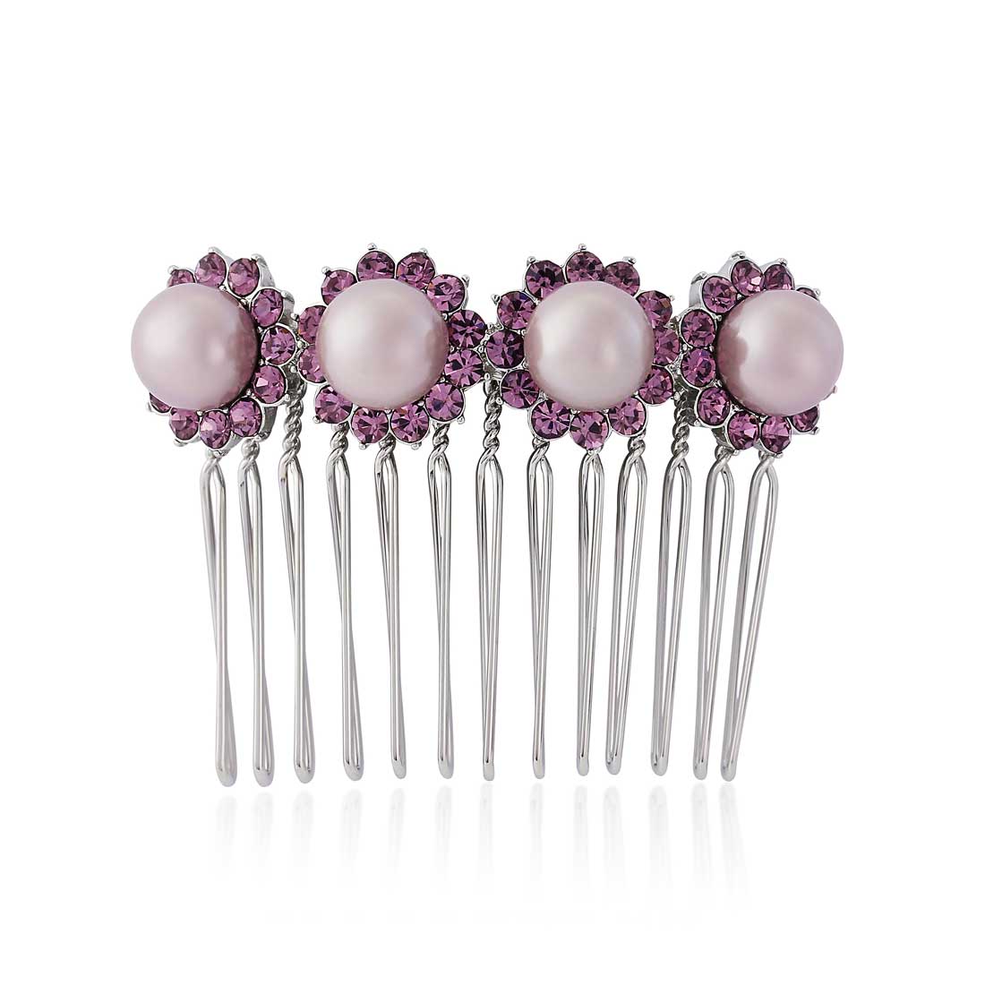 Haze of Amethyst Lilac Pearl Wedding Hair Comb