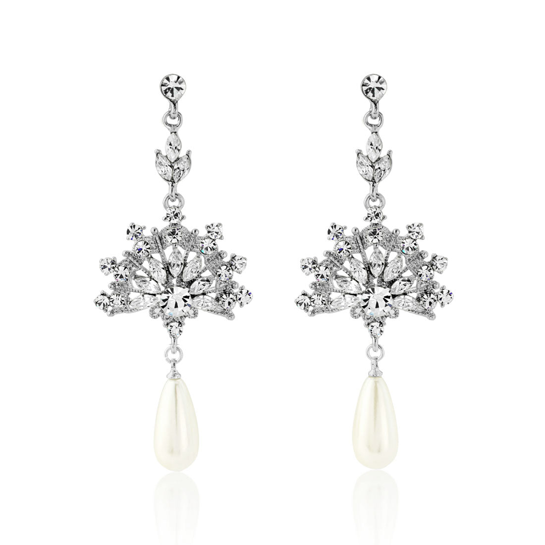 Heirloom Fan Drop Pearl Bridal Earrings