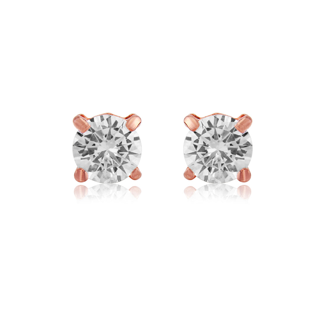 Hint of Rose Gold Cubic Zirconia Crystal Stud Earrings