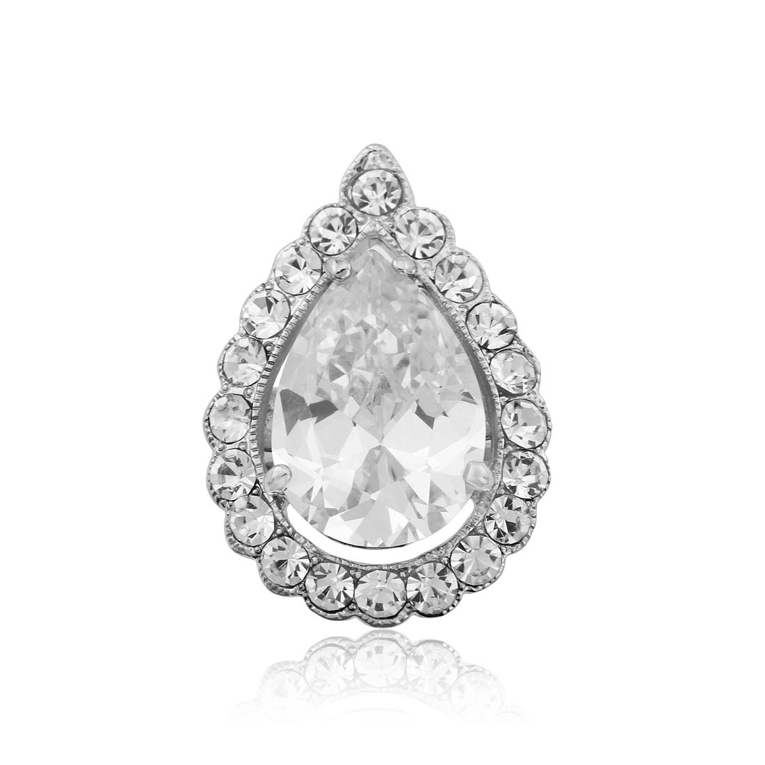 Hollywood Icon Pear CZ Silver Cocktail Ring