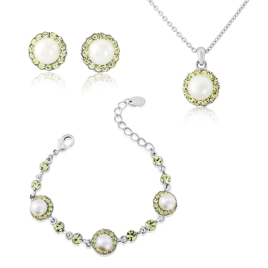Lemon Dream Pearl Jewellery Set with Pendant, Bracelet and Earrings