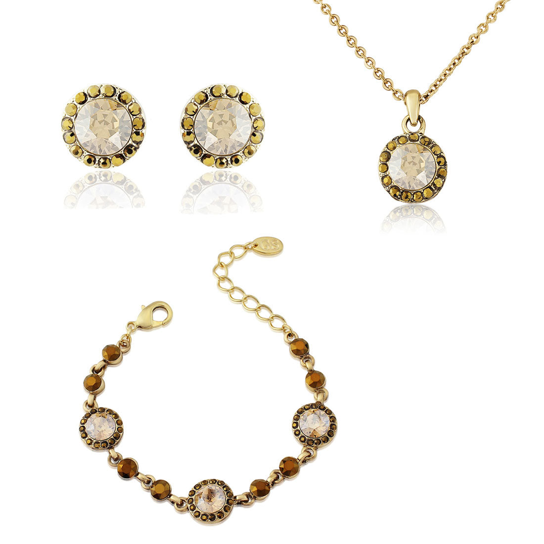 Luxe Treasure Jewellery Set featuring pendant, earrings and bracelet