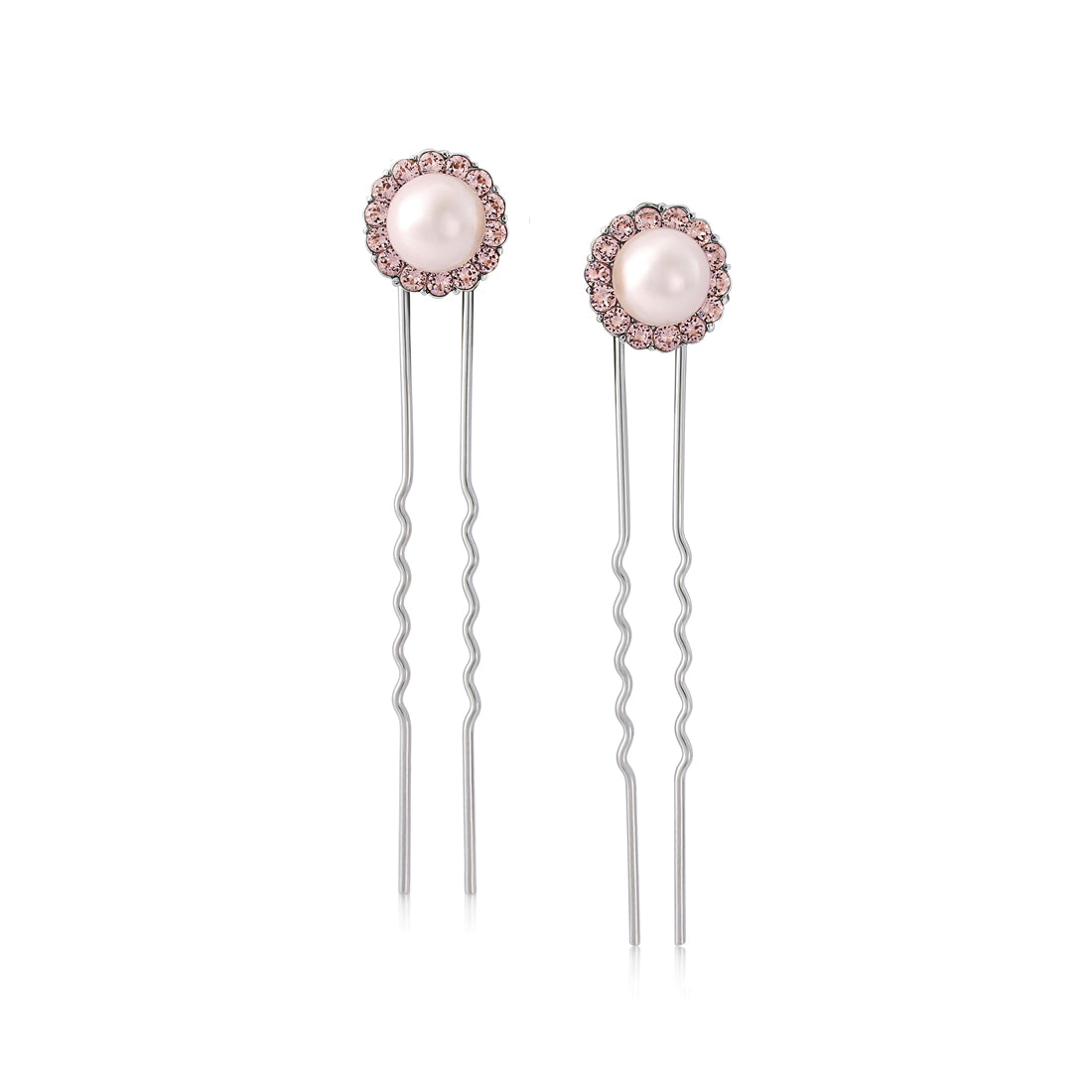 Misty Rose Pink Pearl Hair Pins for Bridesmaids & Weddings