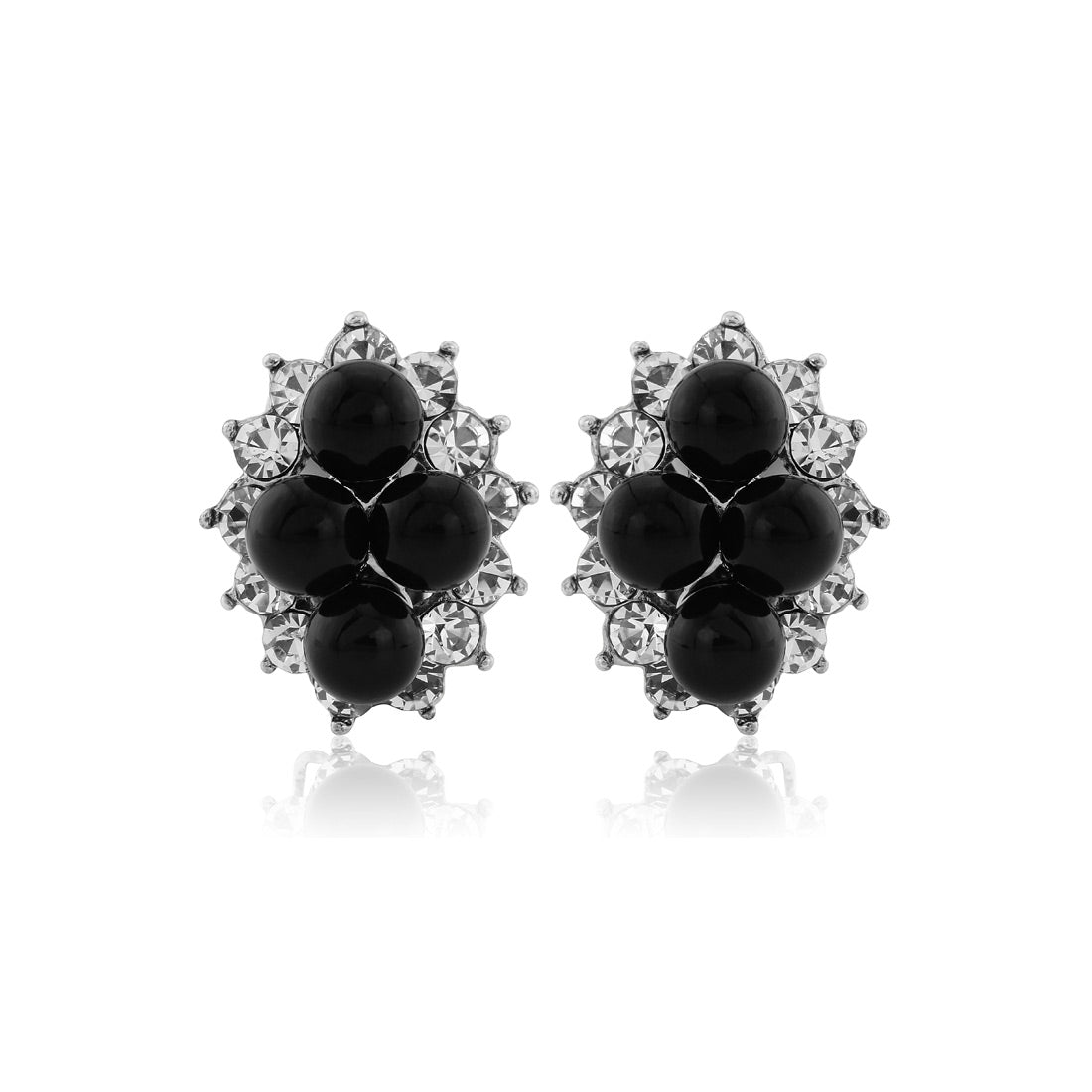 Monochrome Elegance Black Pearl Clip On Earrings