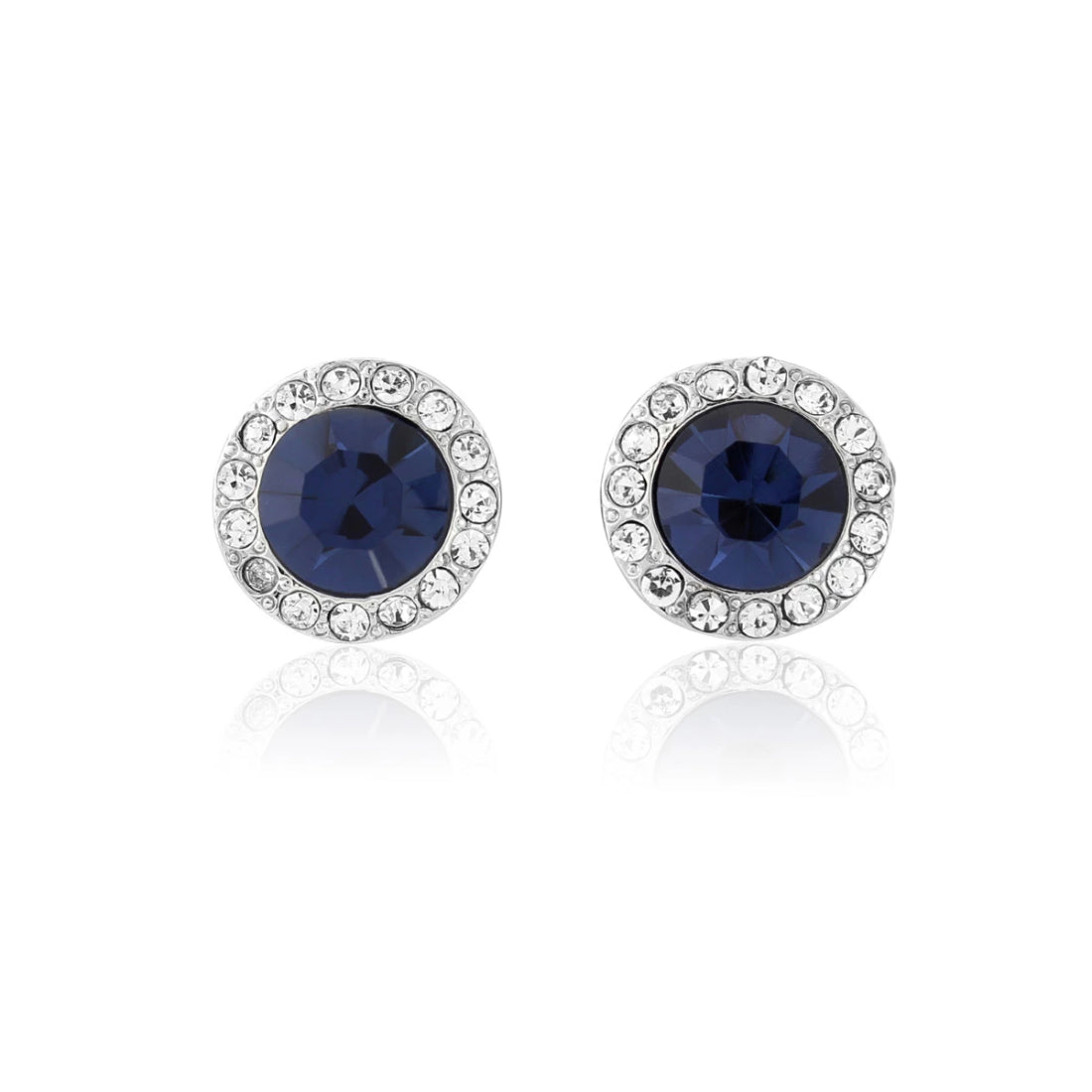 Moonlight Shimmer Navy Blue Crystal Stud Earrings