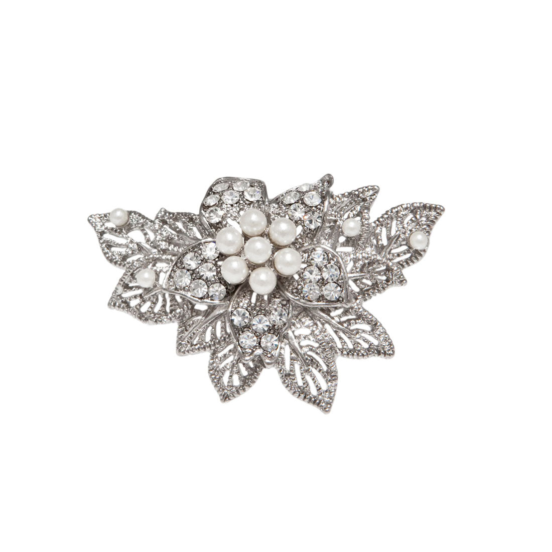 Pearls of Charm Small Floral Leaf Vintage Brooch