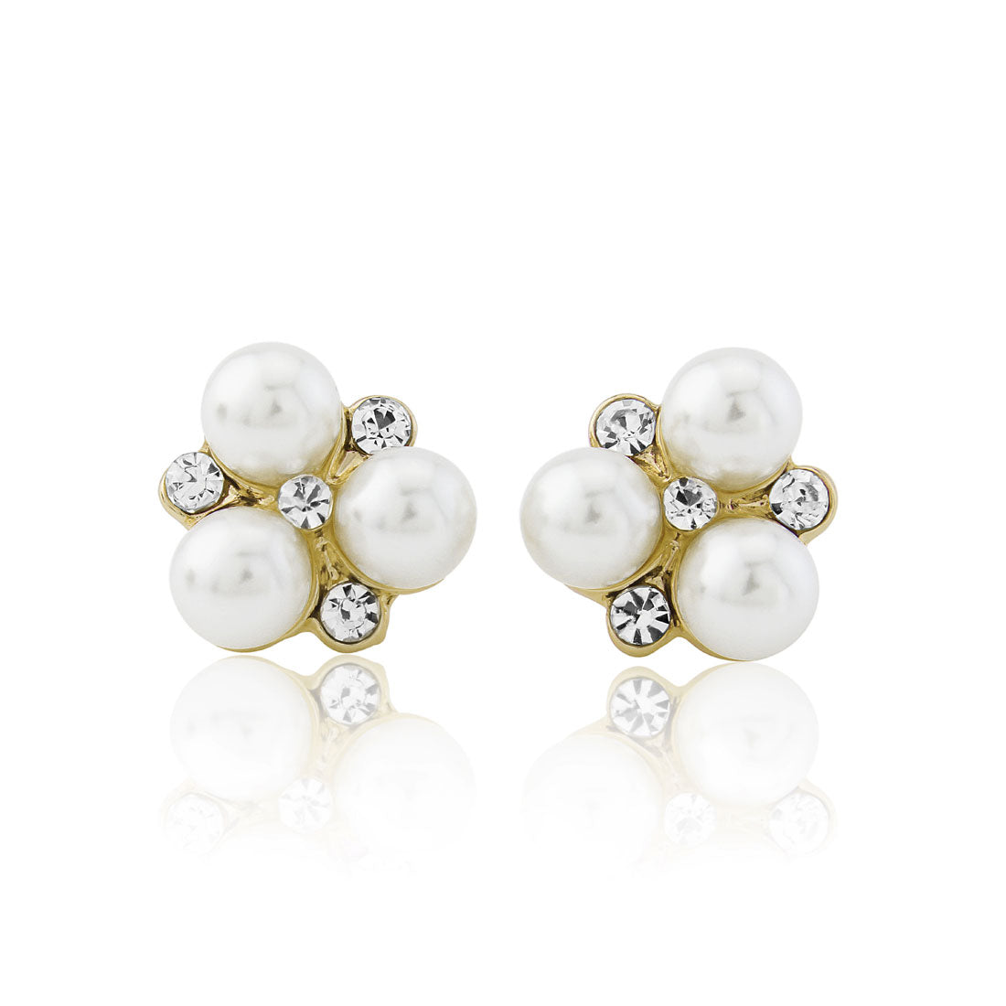 Pearls of Gold Cluster Wedding Stud Earrings