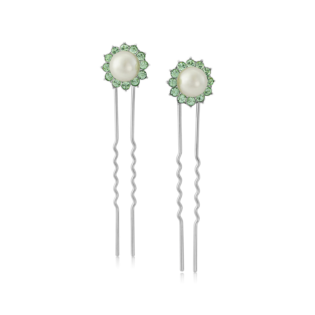 Perfect Pistachio Green Pearl Hair Pins - Pair