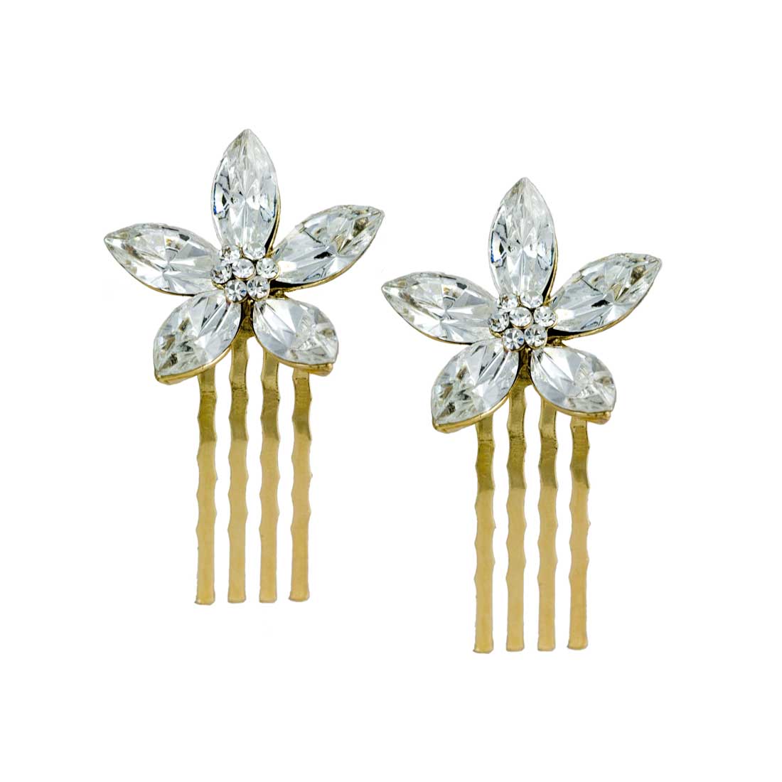 Petals of Romance Small Gold Hair Combs for Brides, Weddings & Occasions