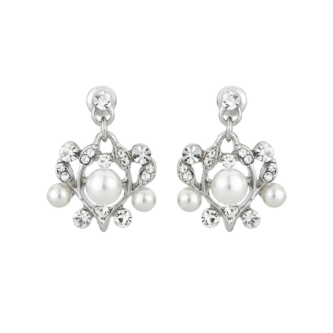 Precious in Pearls Ornate Vintage Drop Bridal Earrings