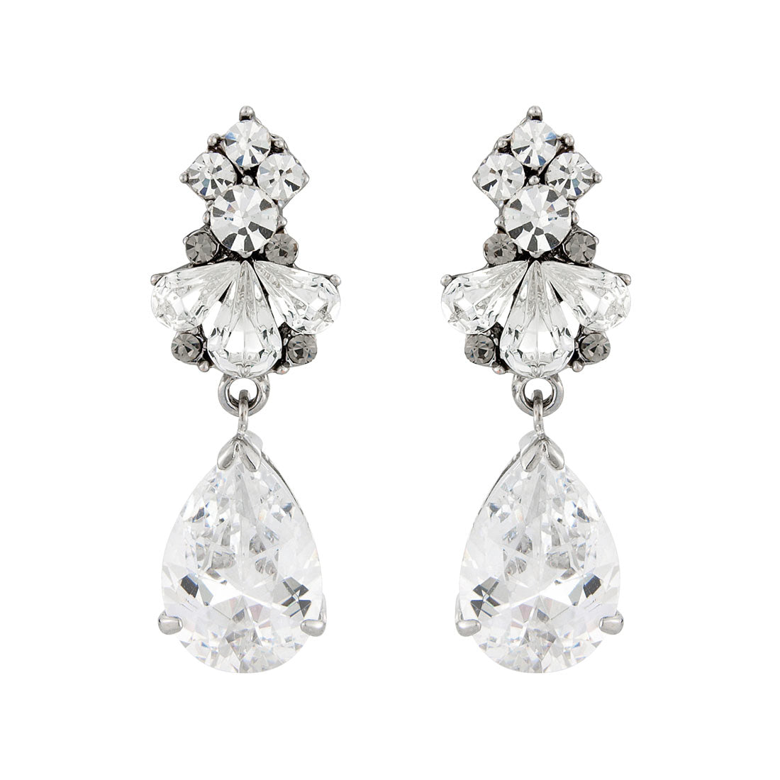 Precious Treasure Crystal & Cubic Zirconia Tear Drop Vintage Bridal Earrings