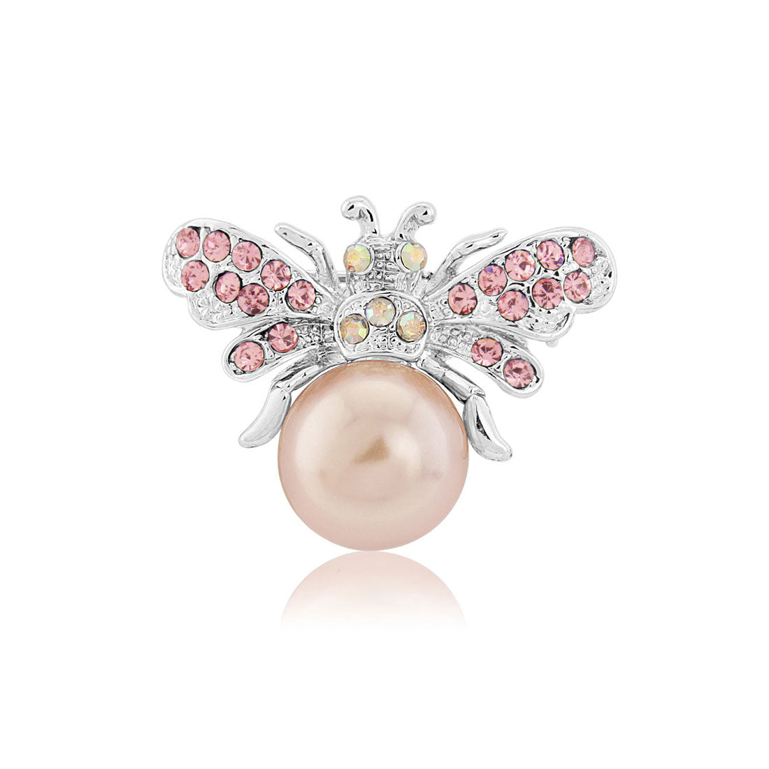 Queen Bee Pink Pearl & Crystal Brooch