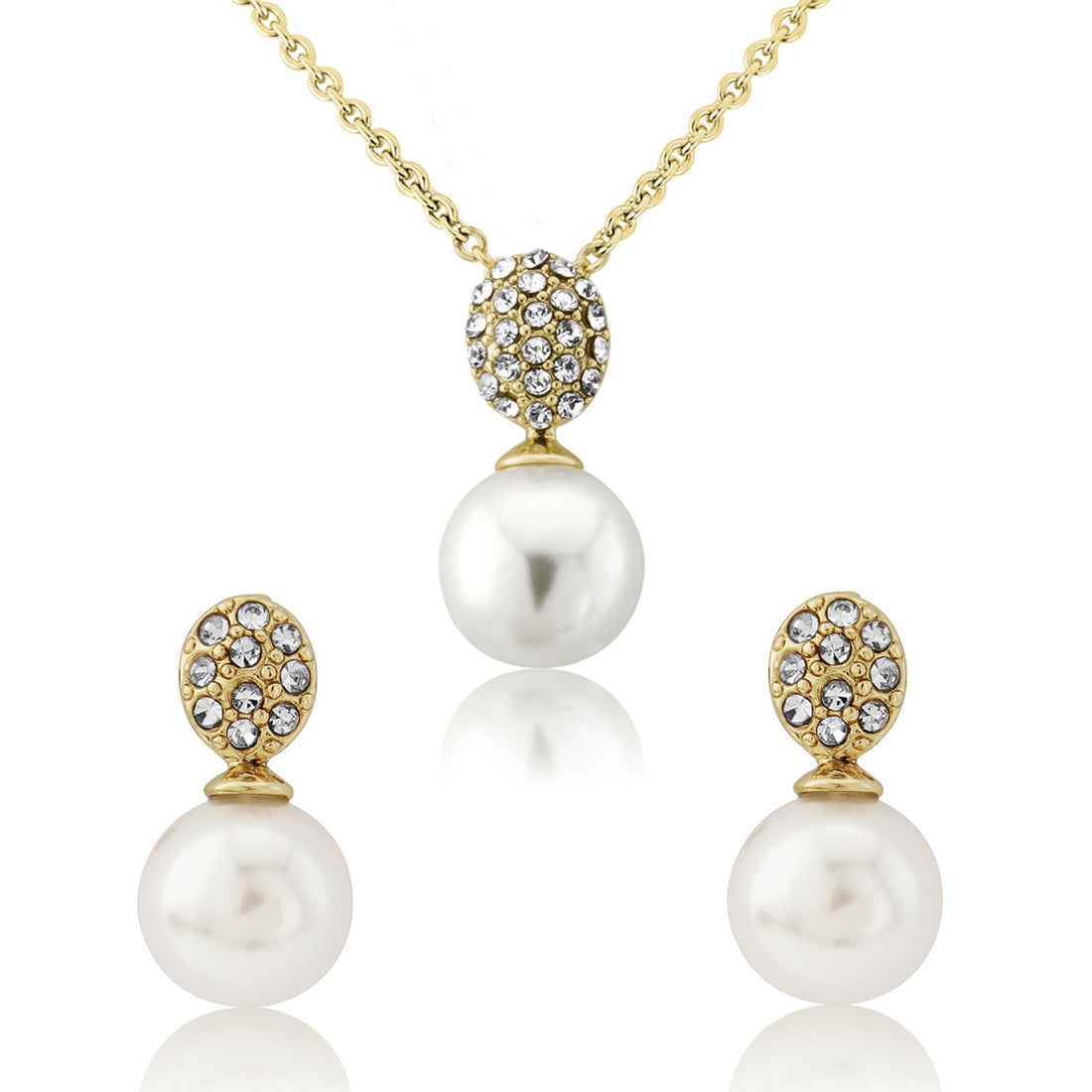 Romance in Gold crystal pearl wedding jewellery set