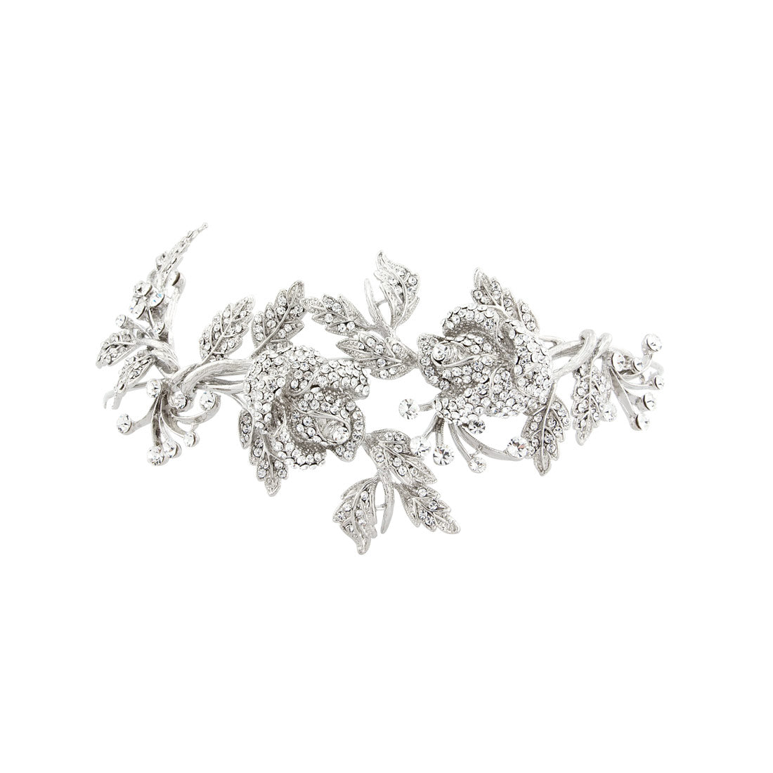 Rose Garland Crystal Leaf & Flower Wedding Tiara