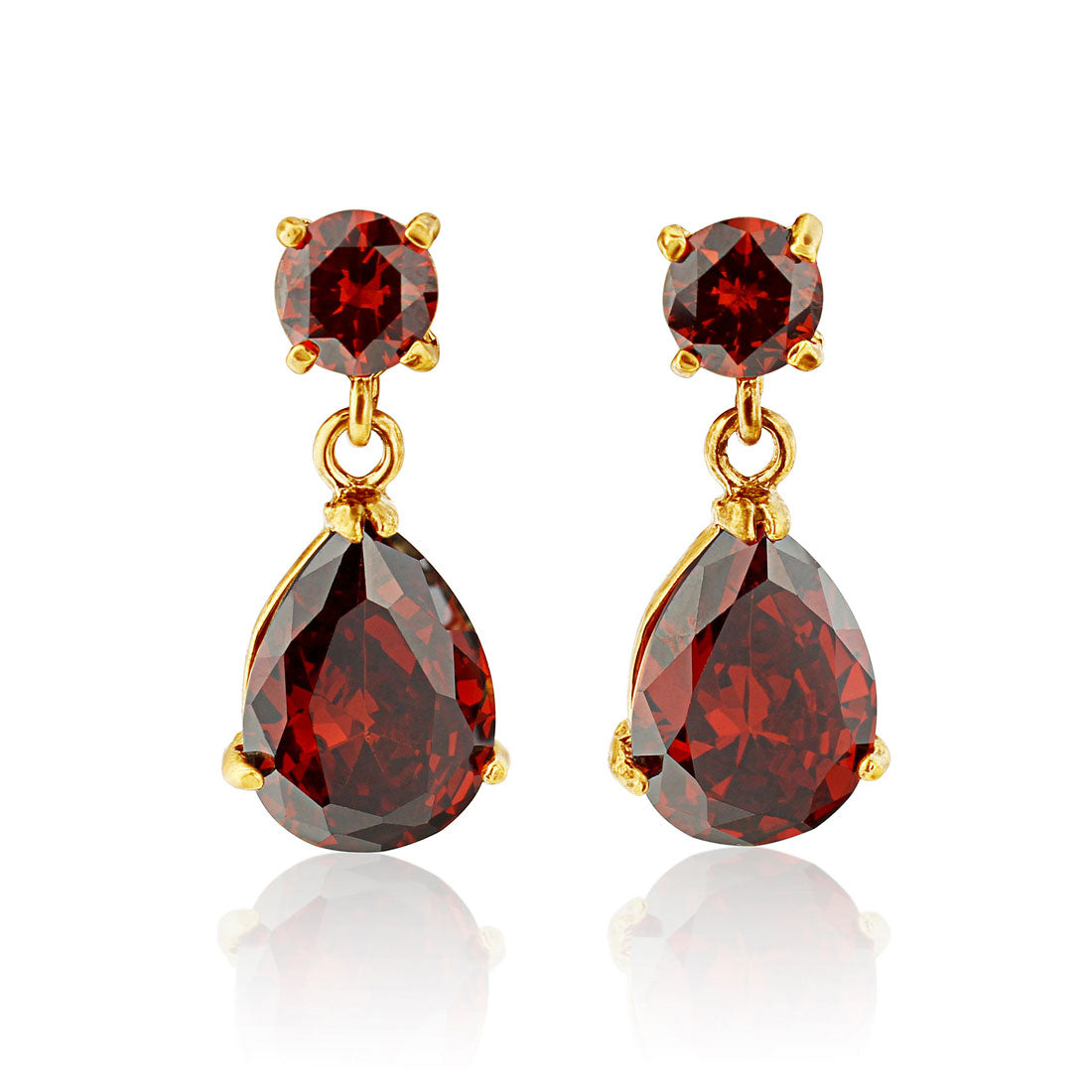 Ruby Rebel Red Cubic Zirconia Teardrop Earrings