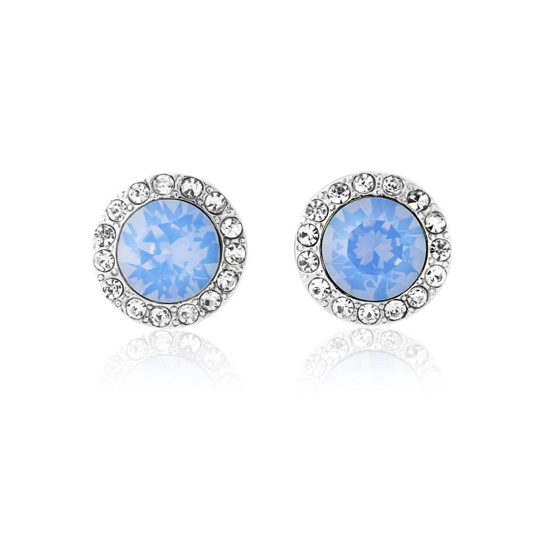 Shimmering Sky Blue Crystal Stud Earrings