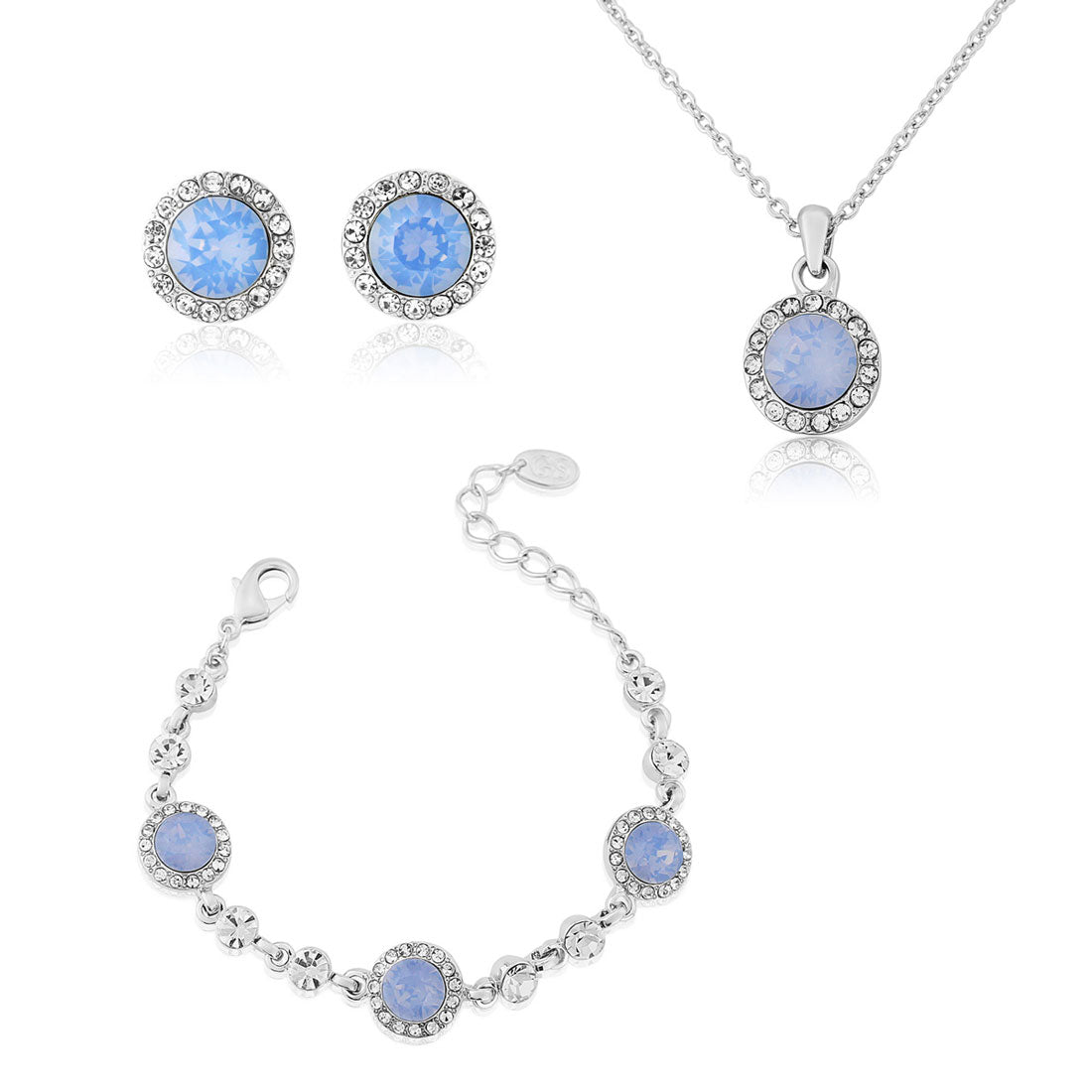 Shimmering Sky pale blue crystal wedding jewellery set