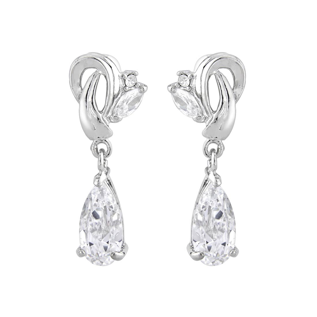 Silver Screen Darling Cubic Zirconia Drop Wedding Earrings