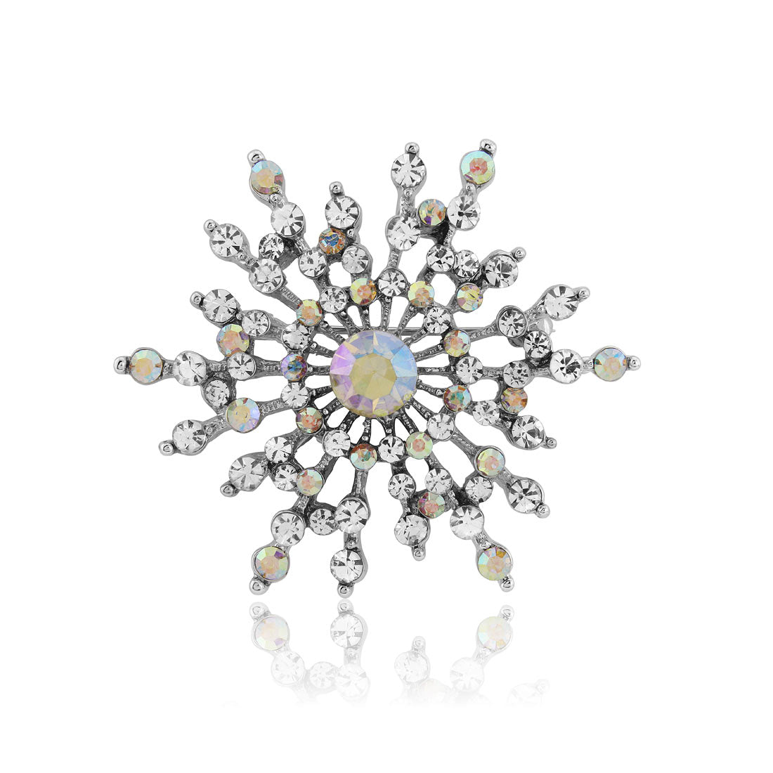 Snowflake of Sparkle AB Crystal Brooch