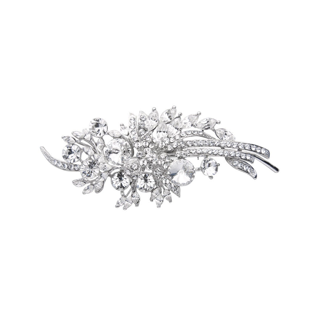 Sparkling Extravagance Crystal Sweeping Leaf Wedding Headpiece