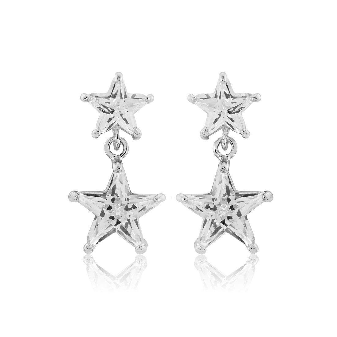 Starlight Cubic Zirconia Drop Star Earrings