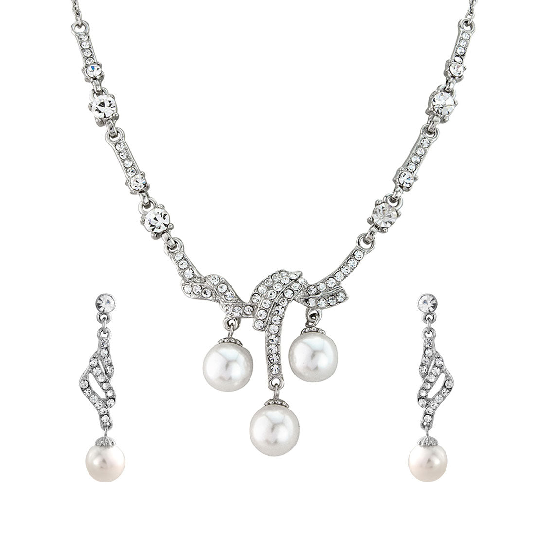 Vintage Elegance Crystal and Pearl Drop Bridal Jewellery Set