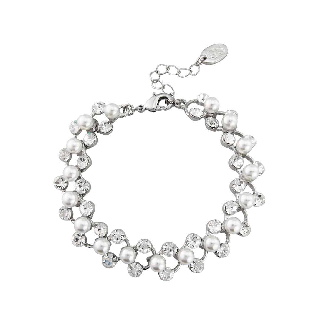 Vintage Eternity Crystal and Pearl Bridal Bracelet