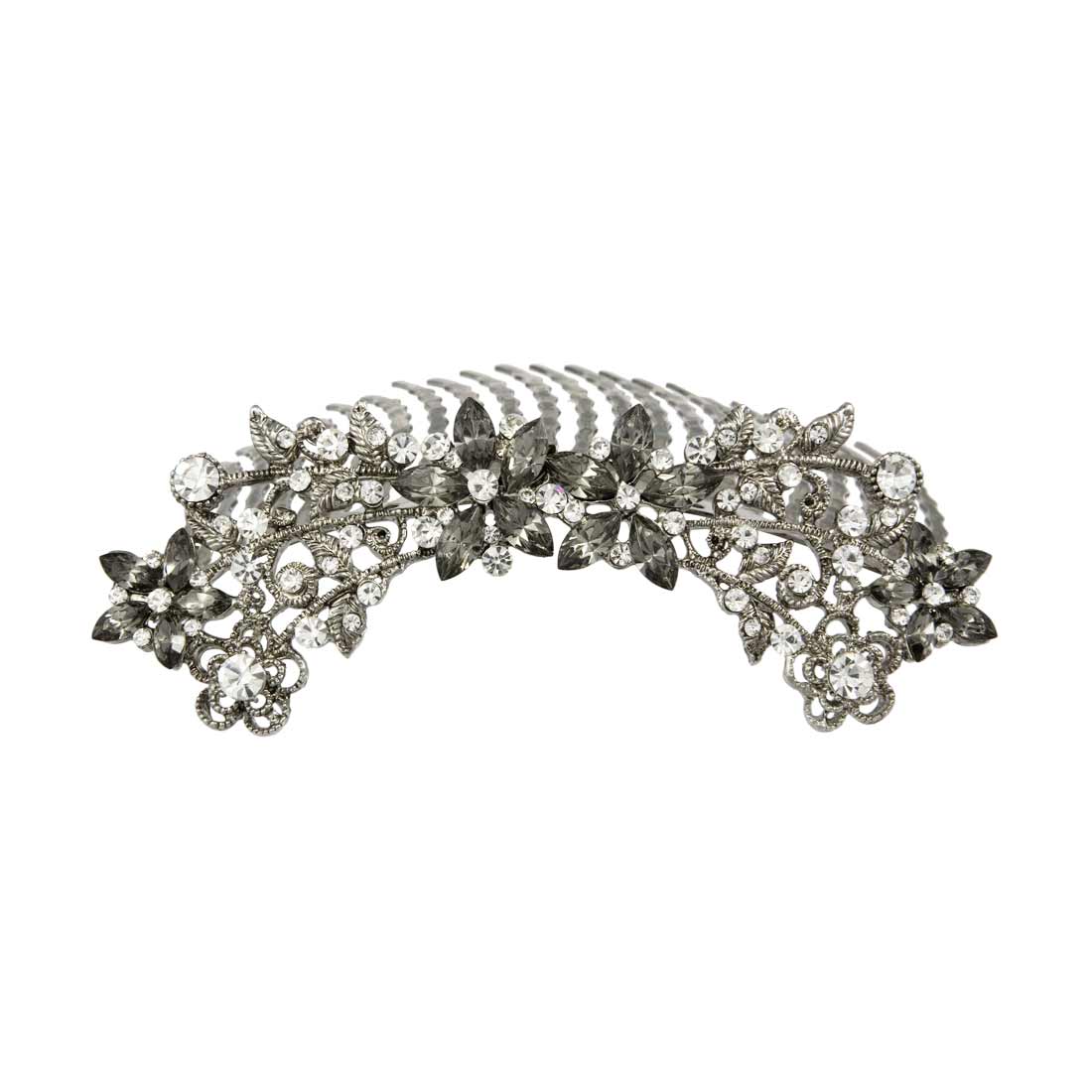 Vintage Romance Large Grey Crystal Occasion Decorative Hair Comb