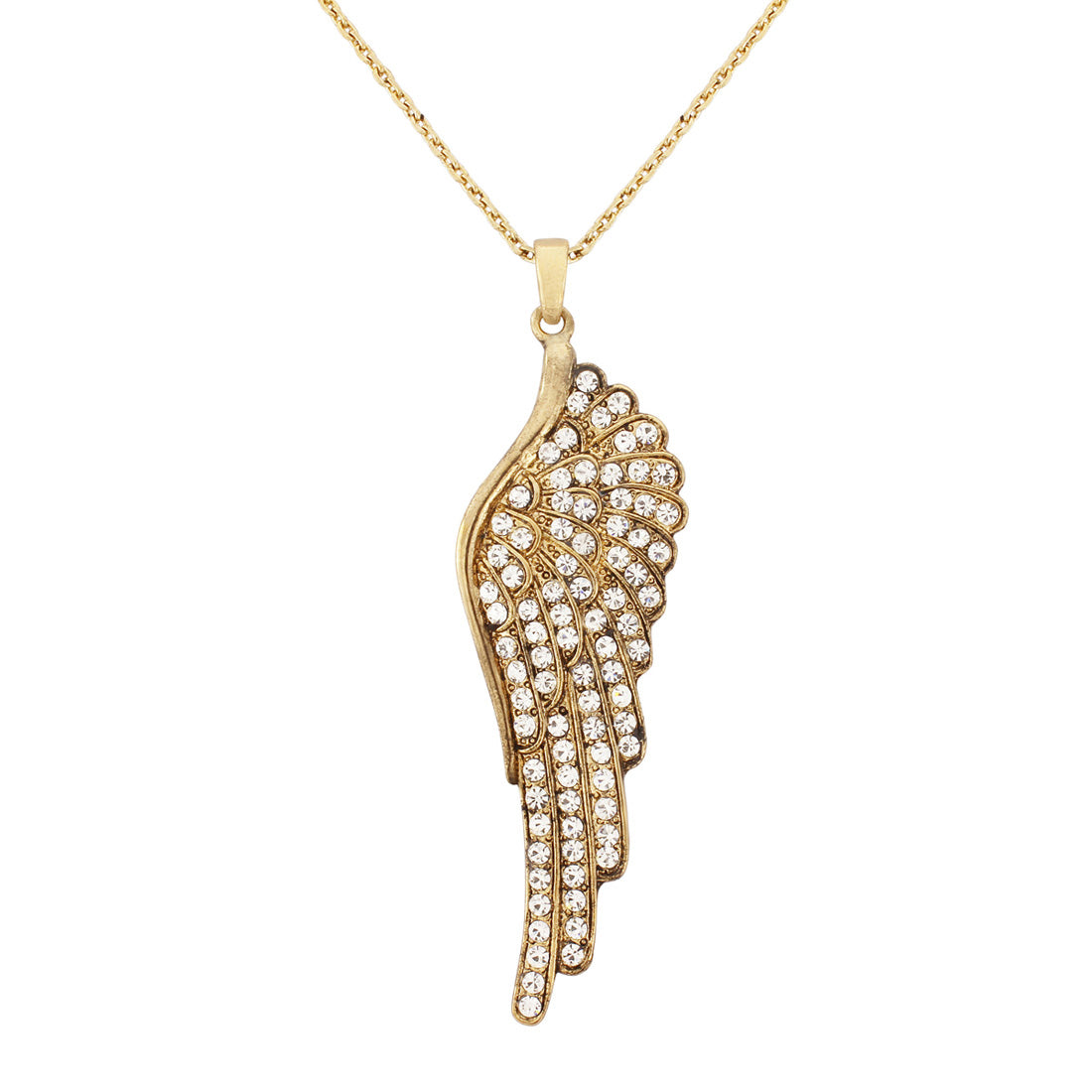 Gold Angel Wing Pendant Necklace Costume Jewellery Glitzy Secrets Golden Angel Necklace