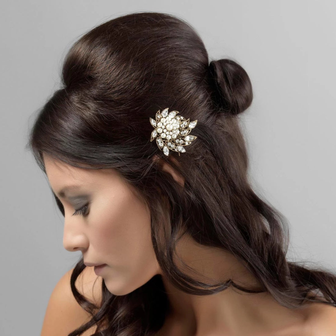 gold hair slide wedding